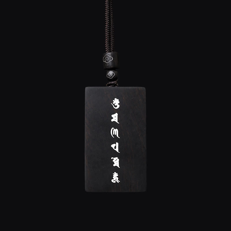 Buddha Stones, 999er-Sterlingsilber, kleines Blatt, rotes Sandelholz, Ebenholz, Om Mani Padme Hum, eingelegter Schutz-Halskettenanhänger - image 11