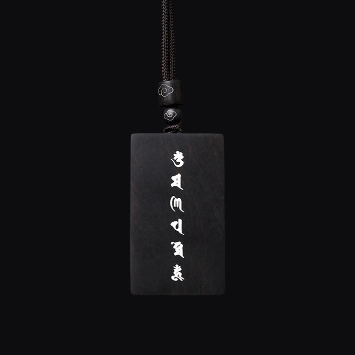 Buddha Stones, 999er-Sterlingsilber, kleines Blatt, rotes Sandelholz, Ebenholz, Om Mani Padme Hum, eingelegter Schutz-Halskettenanhänger - image 11