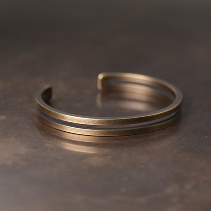 Rustikales Kupfer-Glücks-Wikinger-Manschettenarmband mit Buddha Stonesn