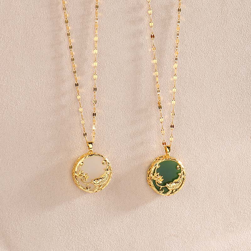 Buddha Stones, natürlicher Jade-Koi-Fisch, Lotus-Glücks-Halsketten-Anhänger - image 10