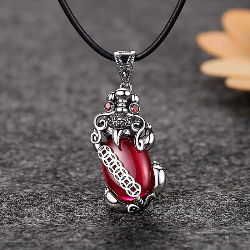 Buddha Stones PiXiu Granat Kupfer Münze Reichtum Glück Halskette Anhänger - image 7