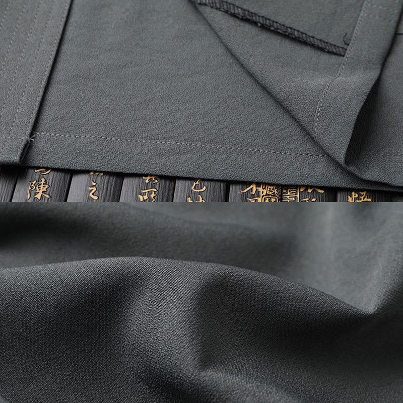 Buddha Stones Tang Anzug Hanfu Chinesischer Drache Traditionelle Kung Fu Uniform Kurzarm Tops und Hosen Kleidung Herren Set - image 11