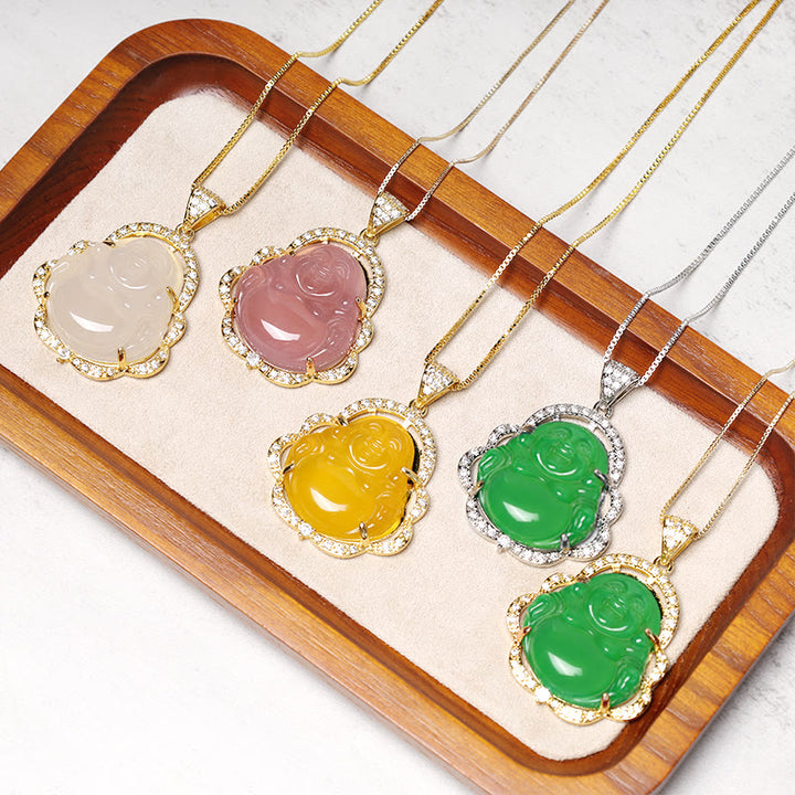 Buddha Stones Viel Glück Lachender Buddha Halskette - image 5