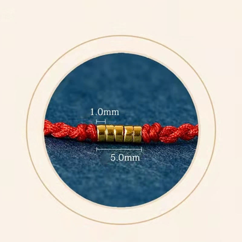 Buddha Stones 925 Sterling Silber Lucky Golden Bead Geflochtenes Armband Fußkettchen