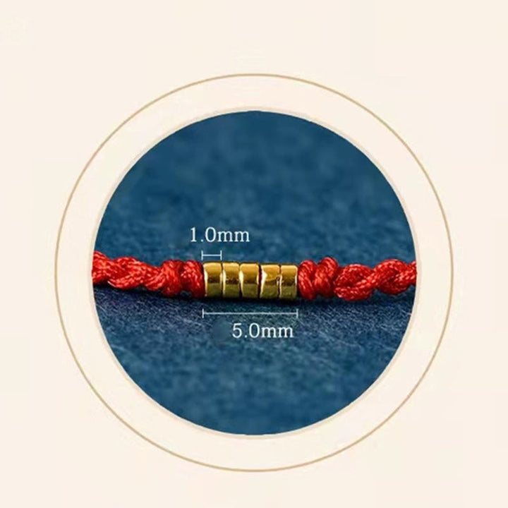 Buddha Stones 925 Sterling Silber Lucky Golden Bead Geflochtenes Armband Fußkettchen