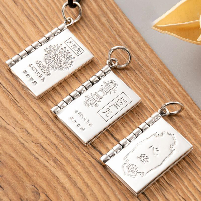 990 Sterling Silber Herz Sutra Großes Mitgefühl Shurangama Mantra Lotus Vajra Frieden Halskette Anhänger - image 2