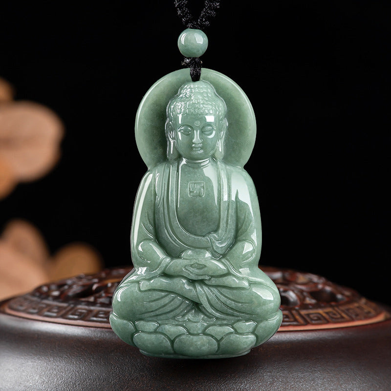 Buddha Stones Amitabha Buddha Jade Amulett Mitgefühl String Halskette - BUDDHA-SYMBOL (MITGEFÜHL ♥ GELASSENHEIT) - image 1