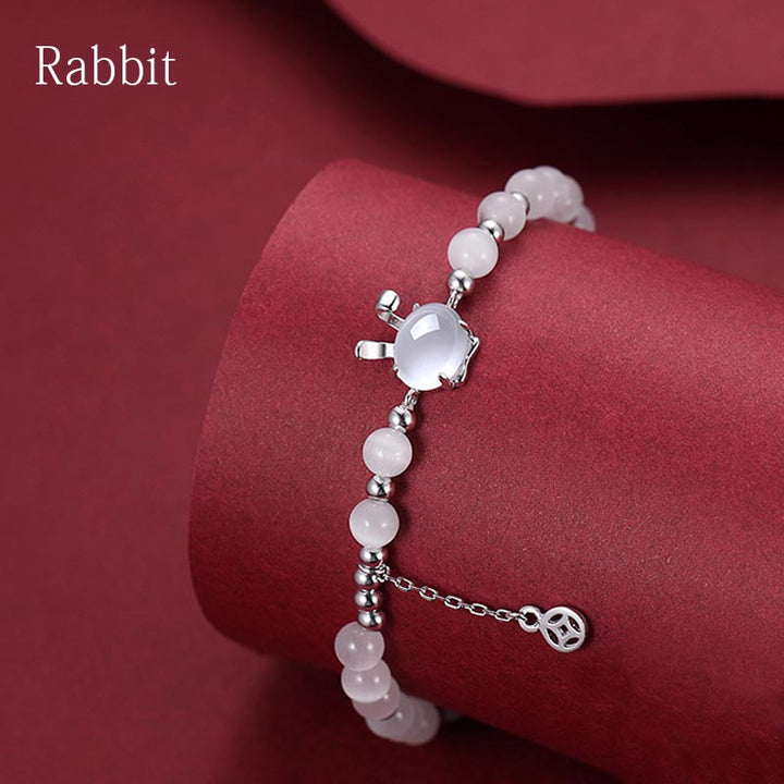 Buddha Stones 925 Sterling Silber Jahr des Drachen Chinesisches Sternzeichen Natürliches Katzenauge Chalcedon Kupfermünze Erfolgsarmband