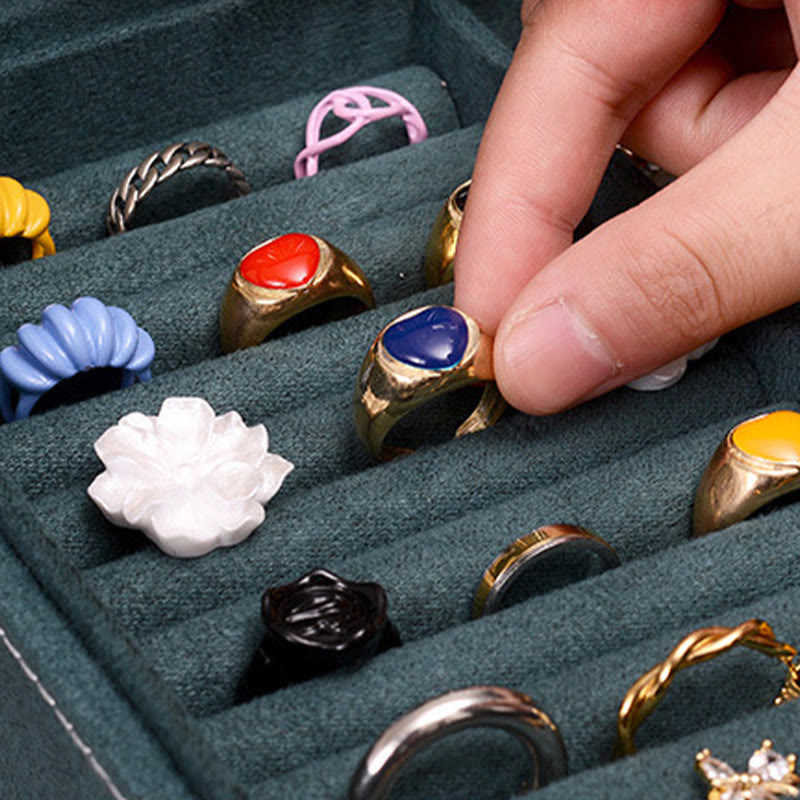 Buddha Stones, schlichtes Design, Schmuckschatulle, Organizer, einlagige Flanell-Schmuckaufbewahrungsbox mit Schloss - image 7