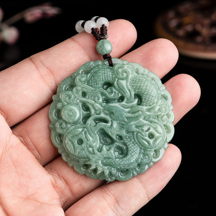 Buddha Stones Chinesisches Sternzeichen Drache Jade Fortune Halskette String Anhänger - image 5