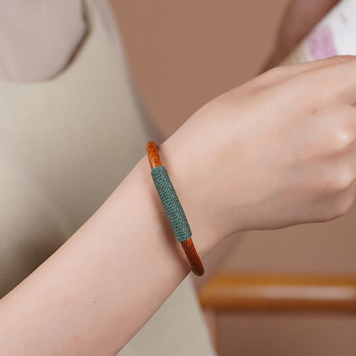 Armband mit Buddha Stonesn, tibetischem Leder, handgefertigt, fünf Elemente, Glücksgeflecht, Schnalle - image 5