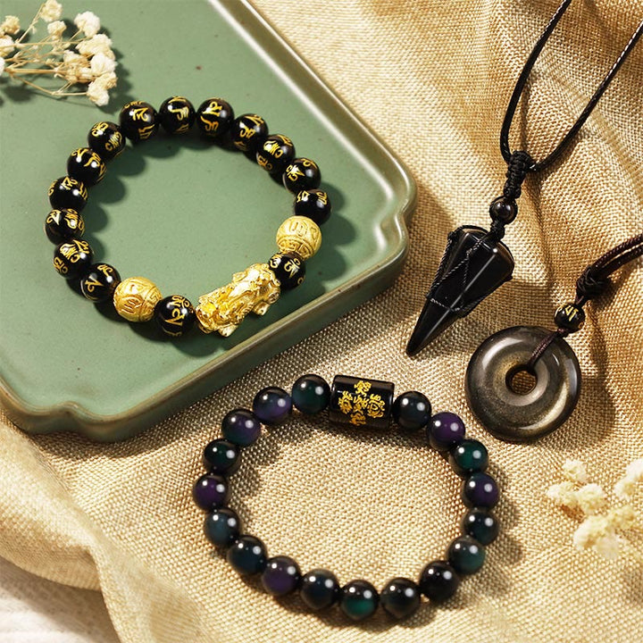 Obsidian-Bündel mit Buddha Stonesn, die negative Energien absorbieren