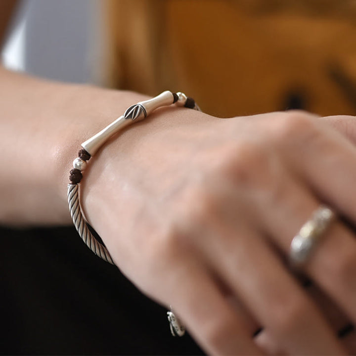 999 Sterling Silber Bambusmuster Zikade Glück Reichtum Armband - image 5