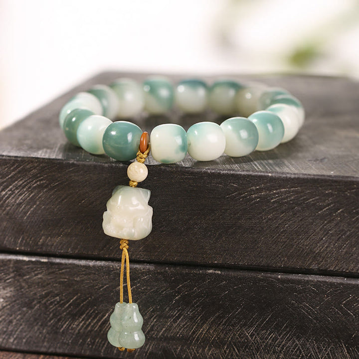 Buddha Stones, Farbverlauf, Bodhi-Samen, neunschwänziger Fuchs, Katzenpfote, Klaue, Kiefernzapfen, Friedensarmband - image 5