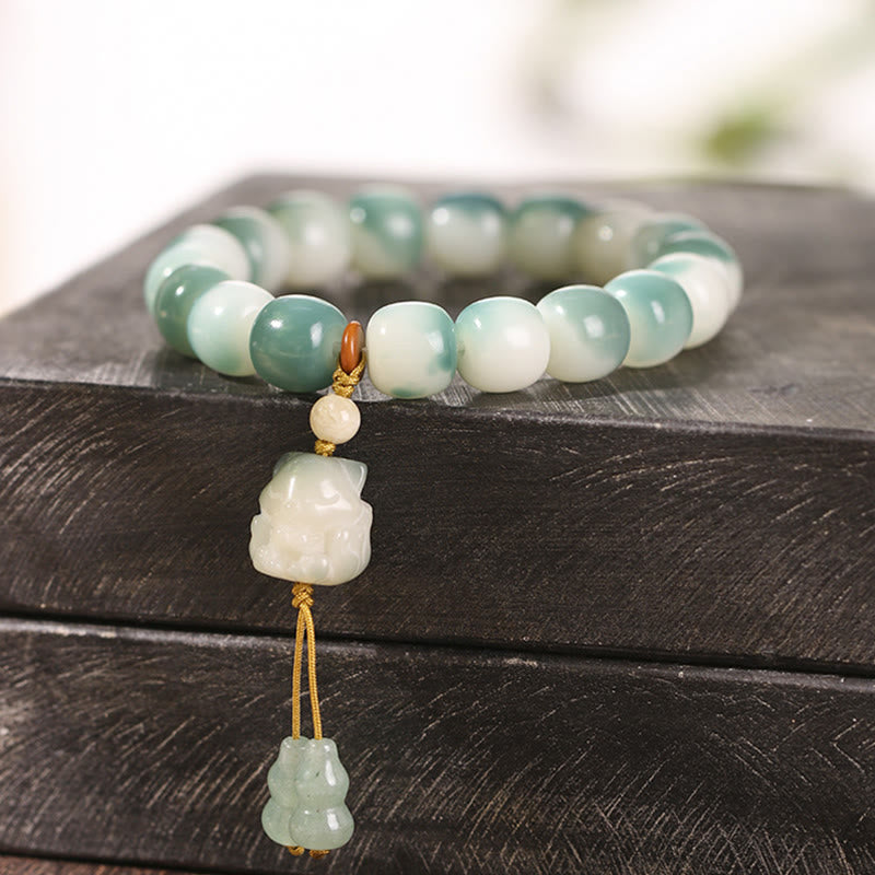 Buddha Stones, Farbverlauf, Bodhi-Samen, neunschwänziger Fuchs, Katzenpfote, Klaue, Kiefernzapfen, Friedensarmband - image 5