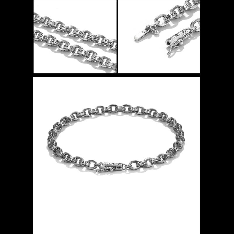 Buddha Stones 925 Sterling Silber Om Mani Padme Hum geschnitztes Design Kreativität Metallarmband - image 16