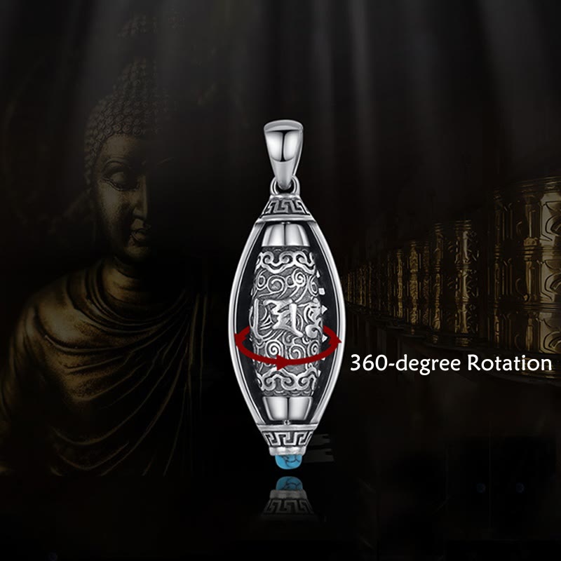 Buddha Stones Tibet Om Mani Padme Hum Protection Halskette Drehbarer Anhänger - image 2