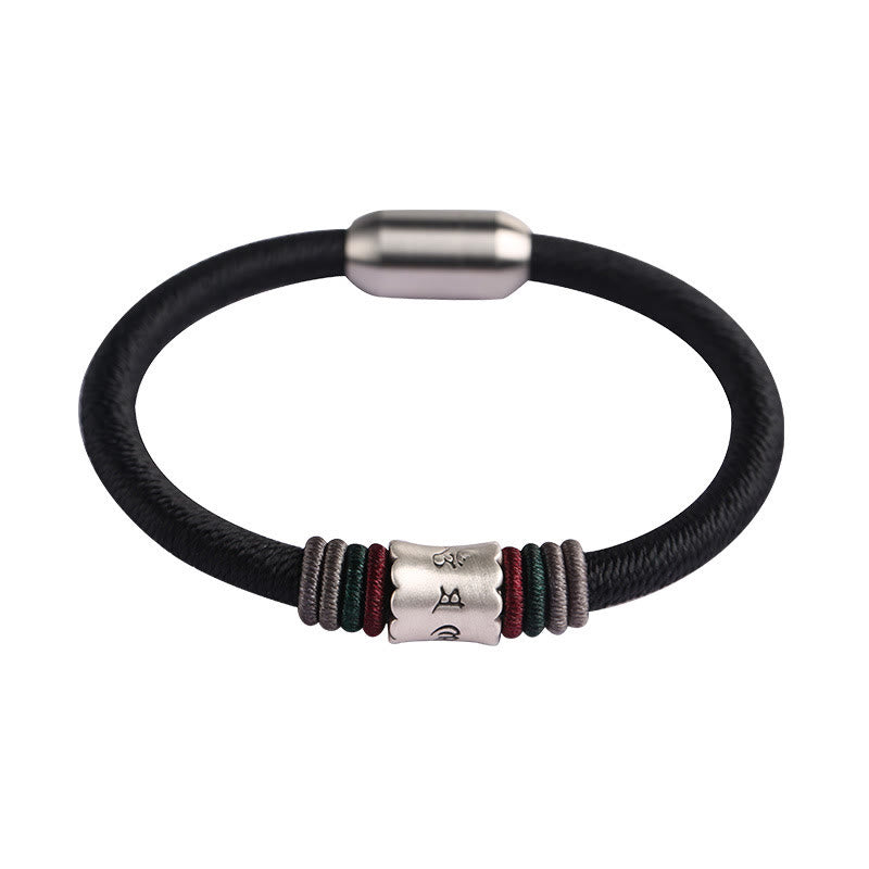 Buddha Stones 999 Sterling Silber Om Mani Padme Hum Peace Armband mit Magnetschnalle