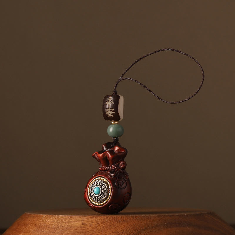 Buddha Stones, kleines Blatt, rotes Sandelholz, grünes Sandelholz, Geldbeutel, Om Mani Padme Hum, drehbarer Schutz, Hängedekoration