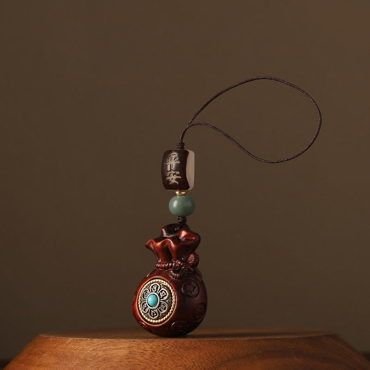 Buddha Stones, kleines Blatt, rotes Sandelholz, grünes Sandelholz, Geldbeutel, Om Mani Padme Hum, drehbarer Schutz, Hängedekoration