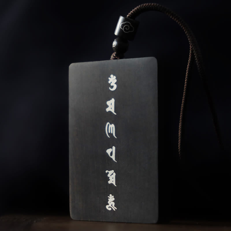 Buddha Stones, 999er-Sterlingsilber, kleines Blatt, rotes Sandelholz, Ebenholz, Om Mani Padme Hum, eingelegter Schutz-Halskettenanhänger - image 17