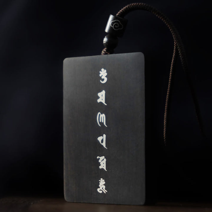 Buddha Stones, 999er-Sterlingsilber, kleines Blatt, rotes Sandelholz, Ebenholz, Om Mani Padme Hum, eingelegter Schutz-Halskettenanhänger - image 17