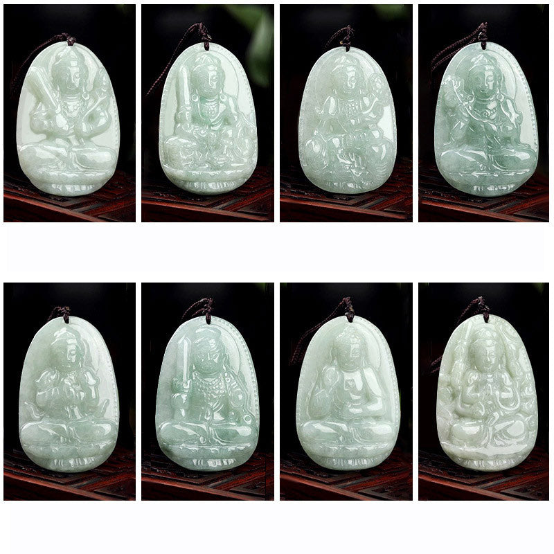 Buddha Stones Chinesisches Sternzeichen Natal Buddha Jade Reichtum Wohlstand Halskette Anhänger - image 21