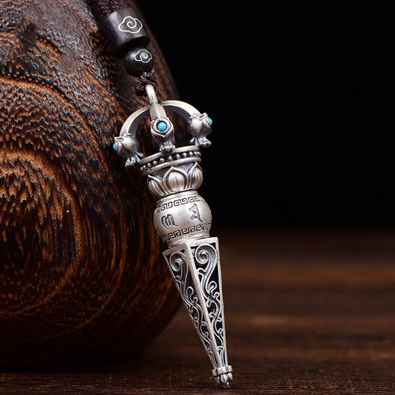 Buddha Stones, tibetischer Om Mani Padme Hum Dorje Vajra Design, Weisheit, drehbarer Halsketten-Anhänger - Dorje Vajra Design - image 1