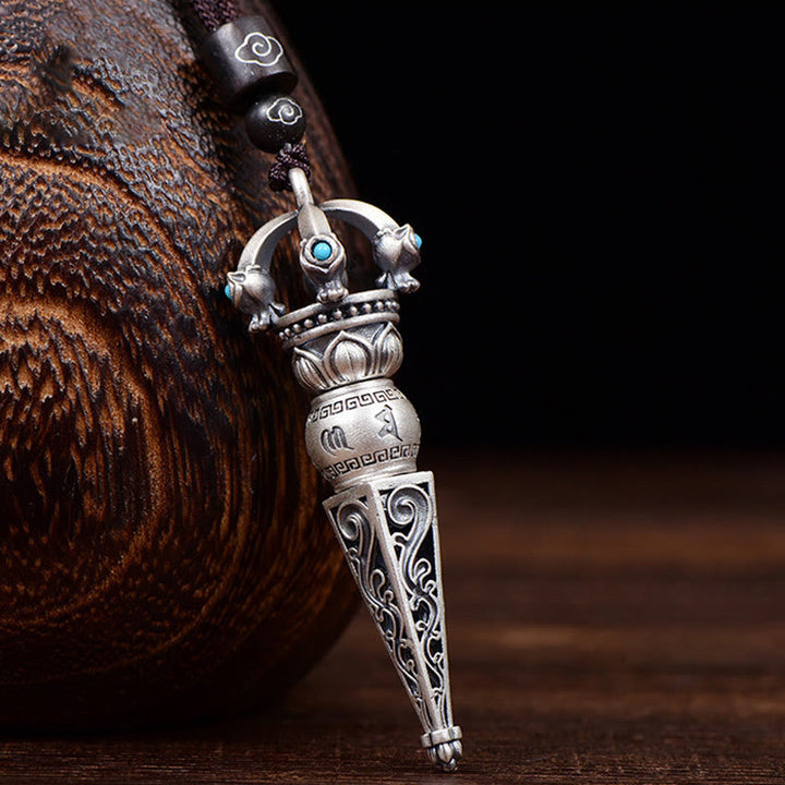 Buddha Stones, tibetischer Om Mani Padme Hum Dorje Vajra Design, Weisheit, drehbarer Halsketten-Anhänger - Dorje Vajra Design - image 1