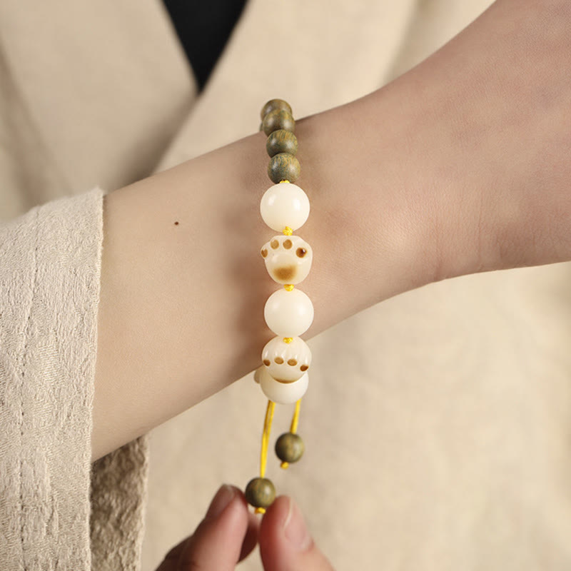 Buddha Stones natürliches grünes Sandelholz-Bodhi-Samen-Katzenpfoten-Klauen-Heilungsarmband - image 4