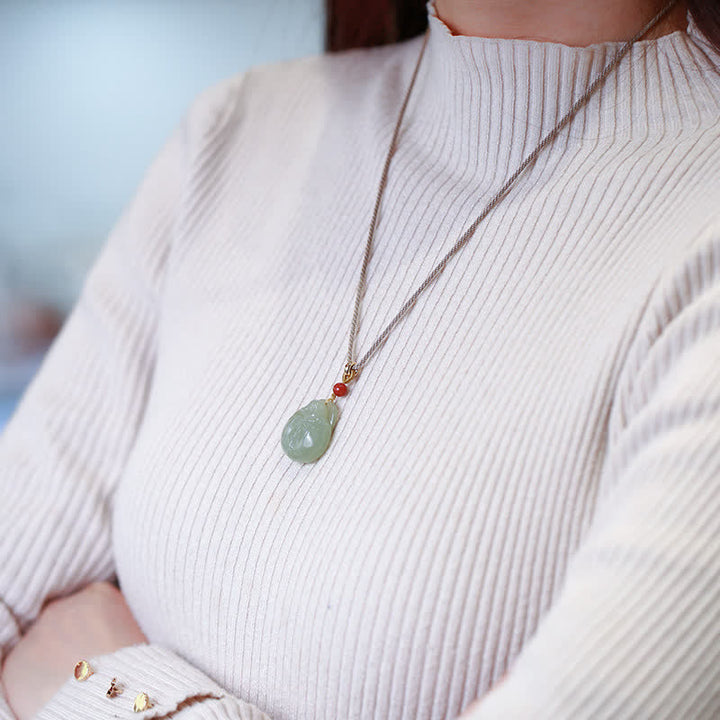 Lachender Buddha Hetian Jade Reichtum Wohlstand String Halskette Anhänger - image 4