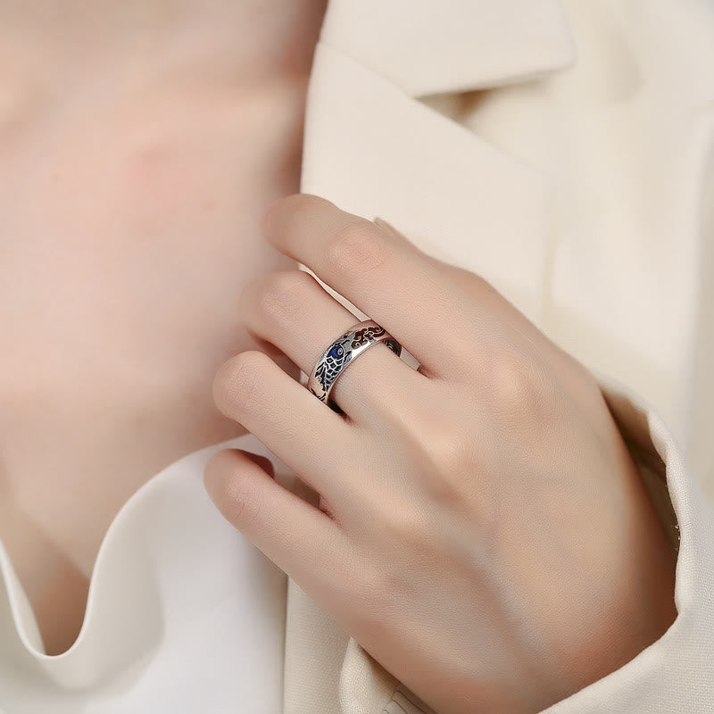 Buddha Stones, Koi-Fisch, verheißungsvolles Wolken-Design, Glücks- und Reichtumsring