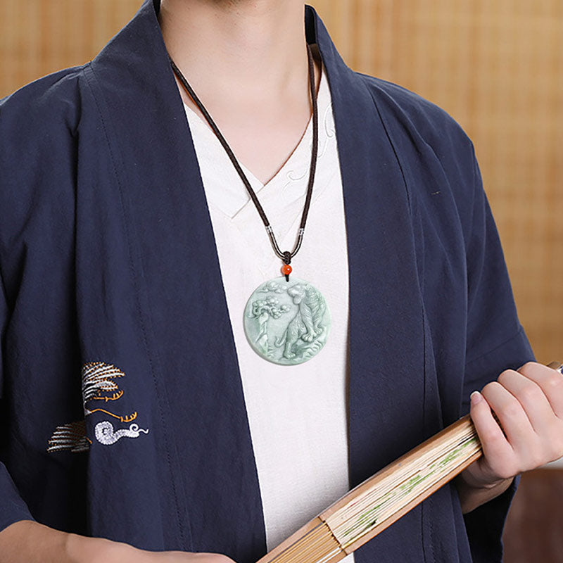 Buddha Stones Chinesisches Sternzeichen Tiger Jade Schutz Halskette String Anhänger - image 4