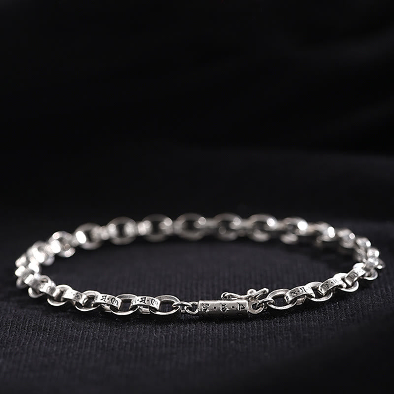 Buddha Stones 925 Sterling Silber Om Mani Padme Hum geschnitztes Design Kreativität Metallarmband - image 8