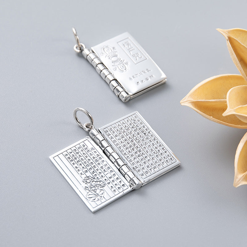 990 Sterling Silber Herz Sutra Großes Mitgefühl Shurangama Mantra Lotus Vajra Frieden Halskette Anhänger - image 3