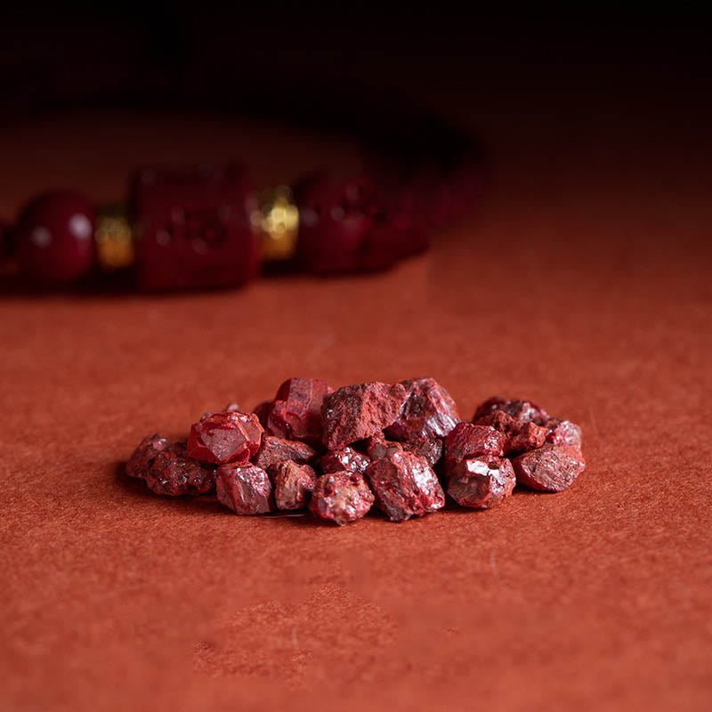 Buddha Stones Tibet Zinnober Om Mani Padme Hum geflochtenes Armband mit Gravur „Segen“.