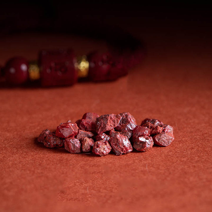 Buddha Stones Tibet Zinnober Om Mani Padme Hum geflochtenes Armband mit Gravur „Segen“.