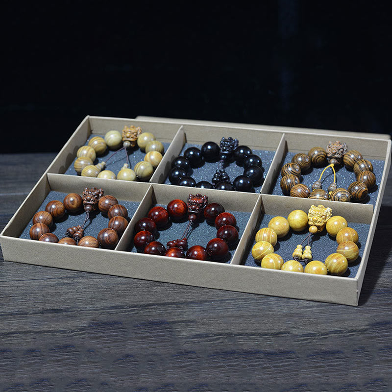 Buddha Stones Rosenholz Grünes Sandelholz Kleines Blatt Rotes Sandelholz Drache Geschnitztes Schutzarmband