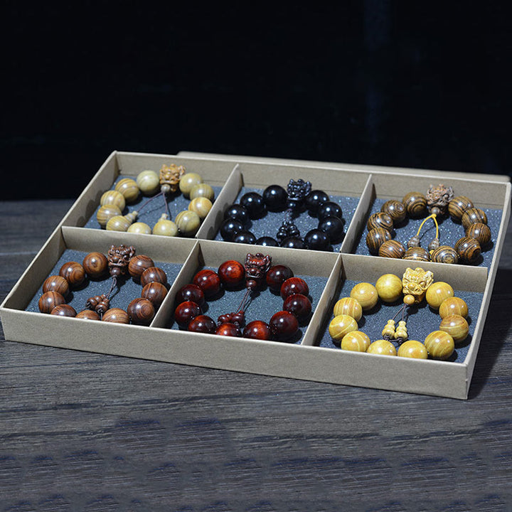 Buddha Stones Rosenholz Grünes Sandelholz Kleines Blatt Rotes Sandelholz Drache Geschnitztes Schutzarmband