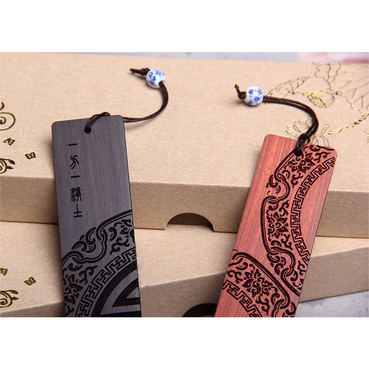 Buddha Stones, Zen-Erleuchtung, Zitate, Ebenholz, kleines Blatt, rotes Sandelholz, Lesezeichen mit Geschenkbox