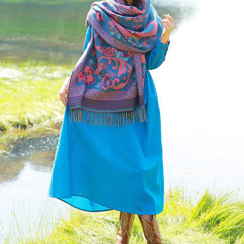 Buddha Stones, tibetische Blumen, Blätter, Muster, Design, Schal, gemütlicher Reiseschal - image 18