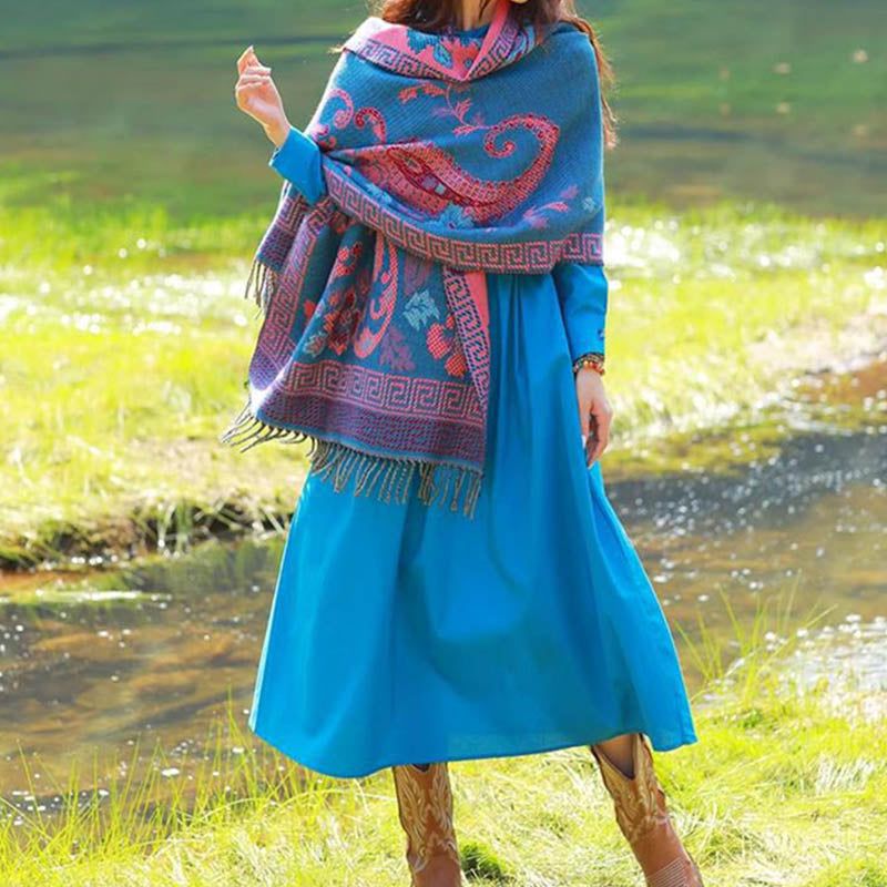 Buddha Stones, tibetische Blumen, Blätter, Muster, Design, Schal, gemütlicher Reiseschal - image 15