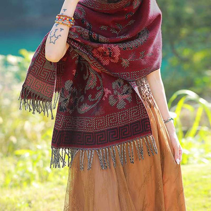 Buddha Stones, tibetische Blumen, Blätter, Muster, Design, Schal, gemütlicher Reiseschal - image 22