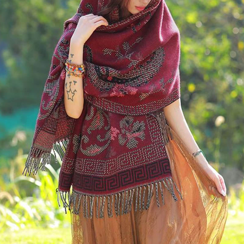 Buddha Stones, tibetische Blumen, Blätter, Muster, Design, Schal, gemütlicher Reiseschal - image 21