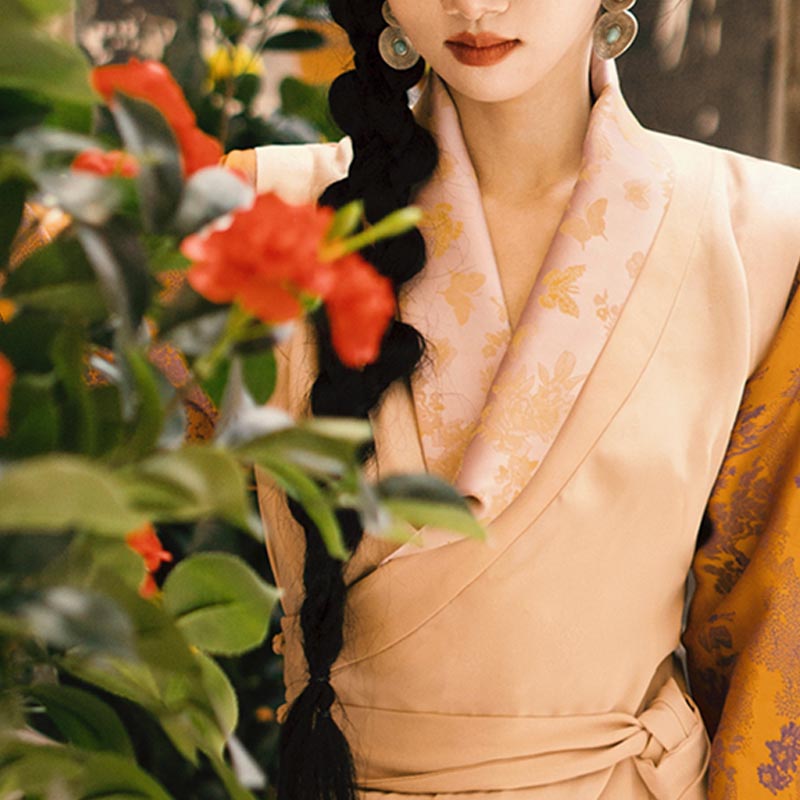 Buddha Stones Tibetisches Kleid Kleidung Lhasa Butterfly Top Kleid Verbesserte Hanfu Damenkleidung