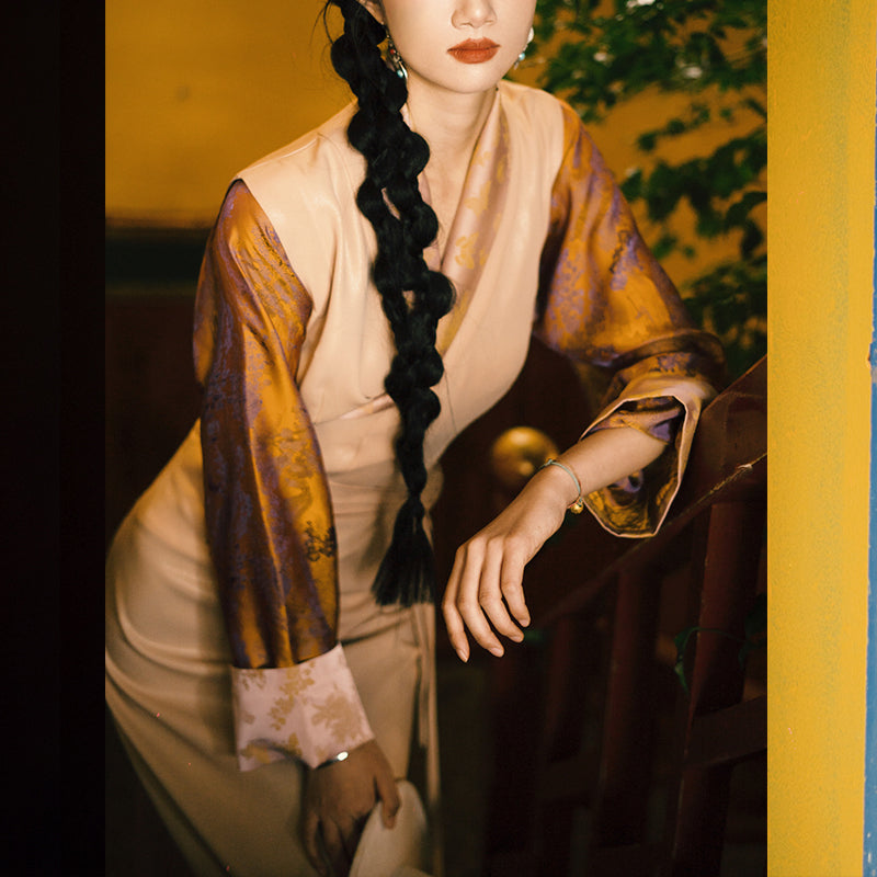 Buddha Stones Tibetisches Kleid Kleidung Lhasa Butterfly Top Kleid Verbesserte Hanfu Damenkleidung