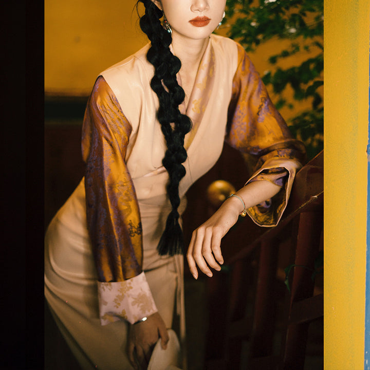 Buddha Stones Tibetisches Kleid Kleidung Lhasa Butterfly Top Kleid Verbesserte Hanfu Damenkleidung