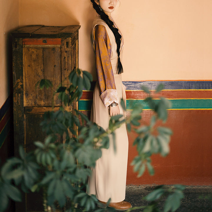 Buddha Stones Tibetisches Kleid Kleidung Lhasa Butterfly Top Kleid Verbesserte Hanfu Damenkleidung