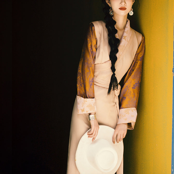 Buddha Stones Tibetisches Kleid Kleidung Lhasa Butterfly Top Kleid Verbesserte Hanfu Damenkleidung