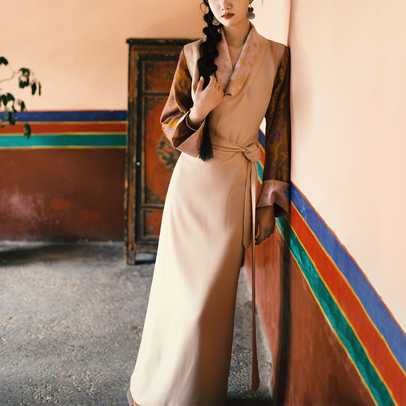 Buddha Stones Tibetisches Kleid Kleidung Lhasa Butterfly Top Kleid Verbesserte Hanfu Damenkleidung